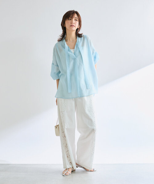 RIVE DROITE（リヴドロワ）の「【コーデのポイントに】ポインテッドラインミュール（サンダル・レディース・ホワイト/ブラック/ブラック系その他2/レッド・38/37）」の12枚目の写真