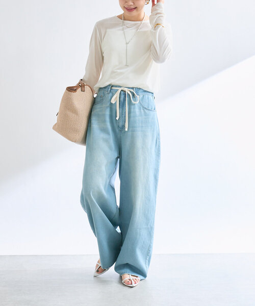 RIVE DROITE（リヴドロワ）の「【コーデのポイントに】ポインテッドラインミュール（サンダル・レディース・ホワイト/ブラック/ブラック系その他2/レッド・38/37）」の17枚目の写真