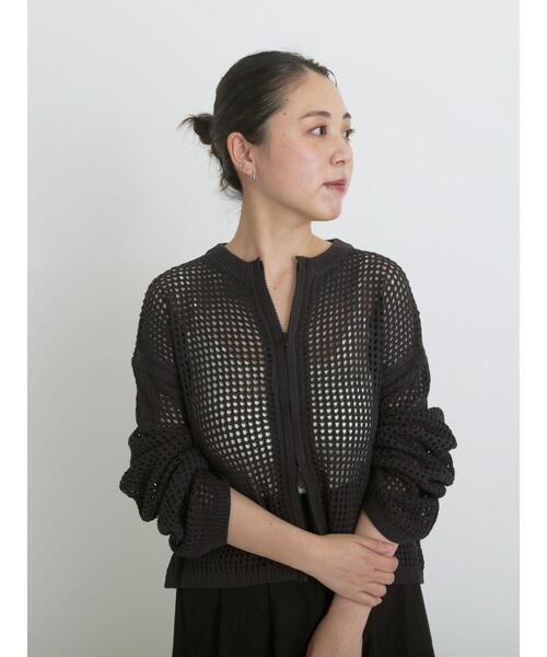 sm2rhythm（サマンサモスモスリズム）の「メッシュニットジップカーディガン（カーディガン/ボレロ・レディース・キナリ/ブラック/チャコールグレー・F）」の3枚目の写真