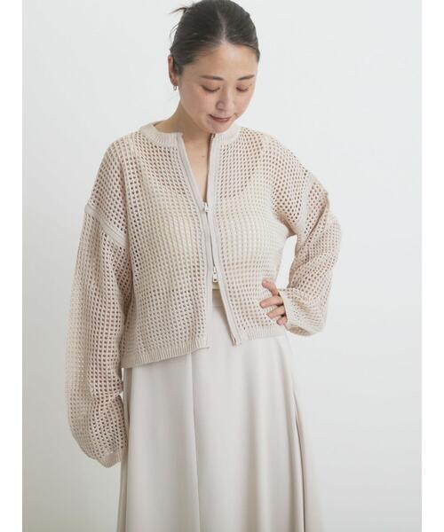 sm2rhythm（サマンサモスモスリズム）の「メッシュニットジップカーディガン（カーディガン/ボレロ・レディース・キナリ/ブラック/チャコールグレー・F）」の7枚目の写真