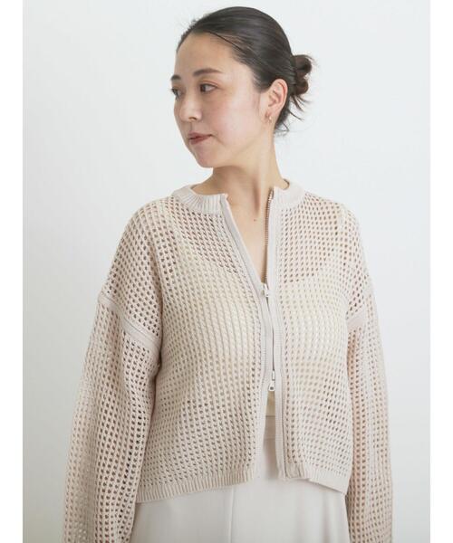 sm2rhythm（サマンサモスモスリズム）の「メッシュニットジップカーディガン（カーディガン/ボレロ・レディース・キナリ/ブラック/チャコールグレー・F）」の5枚目の写真