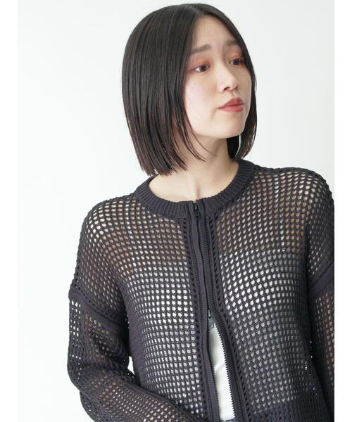 sm2rhythm（サマンサモスモスリズム）の「メッシュニットジップカーディガン（カーディガン/ボレロ・レディース・キナリ/ブラック/チャコールグレー・F）」の15枚目の写真