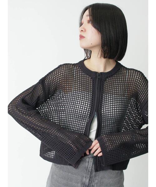 sm2rhythm（サマンサモスモスリズム）の「メッシュニットジップカーディガン（カーディガン/ボレロ・レディース・キナリ/ブラック/チャコールグレー・F）」の16枚目の写真