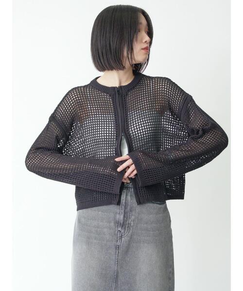 sm2rhythm（サマンサモスモスリズム）の「メッシュニットジップカーディガン（カーディガン/ボレロ・レディース・キナリ/ブラック/チャコールグレー・F）」の19枚目の写真