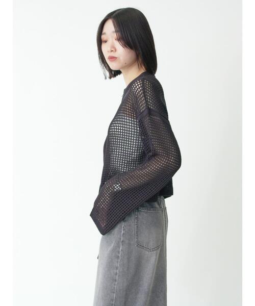 sm2rhythm（サマンサモスモスリズム）の「メッシュニットジップカーディガン（カーディガン/ボレロ・レディース・キナリ/ブラック/チャコールグレー・F）」の21枚目の写真