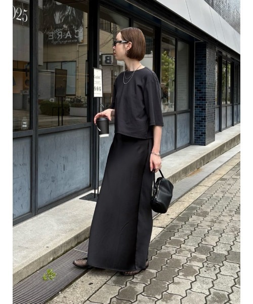 UR'S(ユアーズ)の「汗染み防止クロップドTシャツ(Tシャツ/カットソー・レディース・ブラック/ブルーグレー/ライトピンク/ブラウン/ホワイト/チャコール/ネイビー・S/M/L)」の18枚目の写真