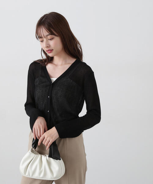 PROPORTION BODY DRESSING（プロポーションボディドレッシング）の「＜Ｅ＞シアーショートカーディガン / 1215177400（カーディガン/ボレロ・レディース・ホワイト系その他/ピンク/ブラック・FREE）」の5枚目の写真