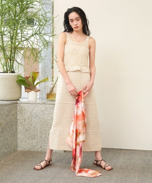 Bab(バブ)の「【S・Mサイズ展開】クロシェペプラムミックス編みワンピース(ワンピース・レディース・アイボリー/オレンジ/ブラック・S/M)」の11枚目の写真