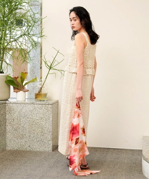 Bab(バブ)の「【S・Mサイズ展開】クロシェペプラムミックス編みワンピース(ワンピース・レディース・アイボリー/オレンジ/ブラック・S/M)」の7枚目の写真