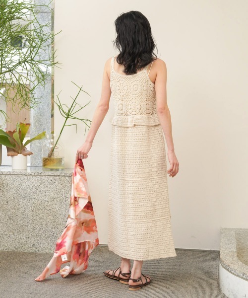 Bab(バブ)の「【S・Mサイズ展開】クロシェペプラムミックス編みワンピース(ワンピース・レディース・アイボリー/オレンジ/ブラック・S/M)」の5枚目の写真