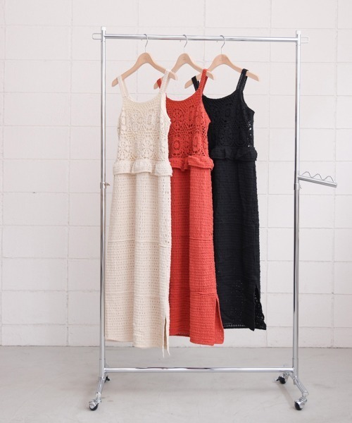 Bab(バブ)の「【S・Mサイズ展開】クロシェペプラムミックス編みワンピース(ワンピース・レディース・アイボリー/オレンジ/ブラック・S/M)」の21枚目の写真