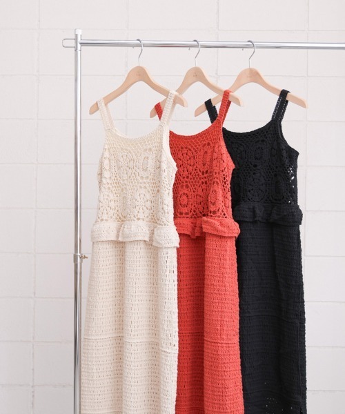 Bab(バブ)の「【S・Mサイズ展開】クロシェペプラムミックス編みワンピース(ワンピース・レディース・アイボリー/オレンジ/ブラック・S/M)」の20枚目の写真