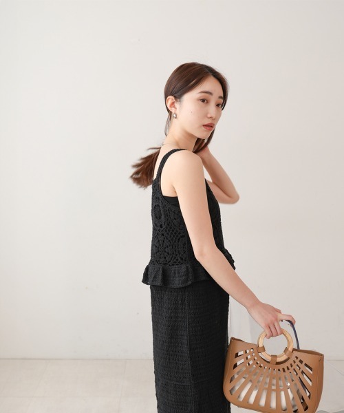 Bab(バブ)の「【S・Mサイズ展開】クロシェペプラムミックス編みワンピース(ワンピース・レディース・アイボリー/オレンジ/ブラック・S/M)」の19枚目の写真