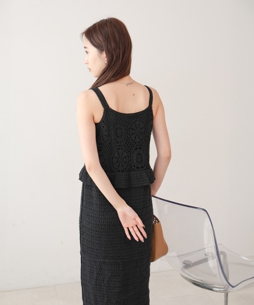 Bab(バブ)の「【S・Mサイズ展開】クロシェペプラムミックス編みワンピース(ワンピース・レディース・アイボリー/オレンジ/ブラック・S/M)」の16枚目の写真