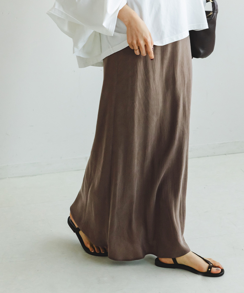 Noble(ノーブル)の「《追加》キュプラナローAラインスカート(スカート・レディース・ホワイト/チョコ・FREE)」の2枚目の写真