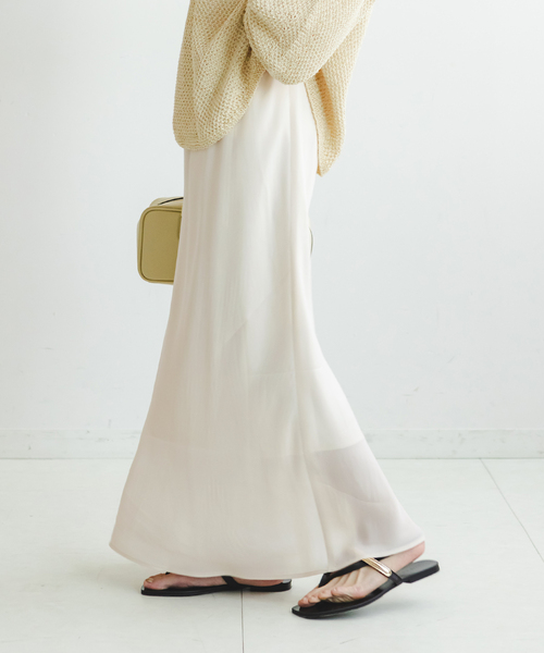Noble(ノーブル)の「《追加》キュプラナローAラインスカート(スカート・レディース・ホワイト/チョコ・FREE)」の4枚目の写真