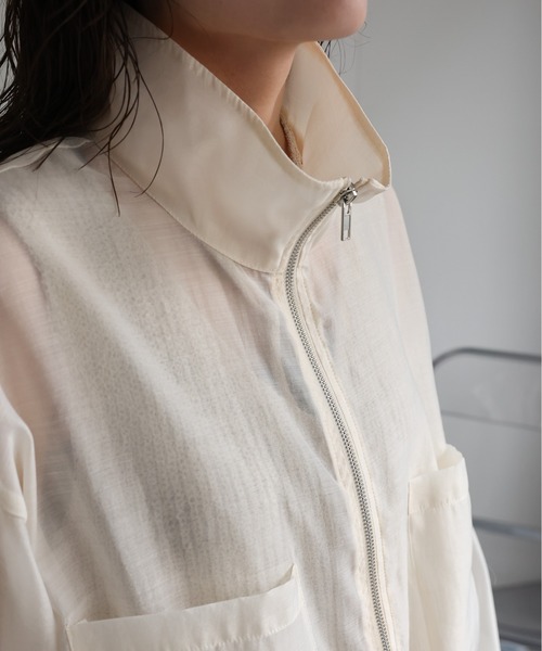 ap retro（アプレトロ）の「シアースタンドショートブルゾン / メッシュブルゾン / クロップド丈アウター《動画あり》（ブルゾン・レディース・アイボリー/ブラック/ライトグレー/モカ/ブラック系その他/ホワイト・FREE）」の12枚目の写真