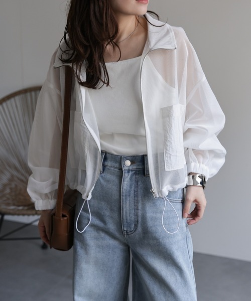 セール】シアースタンドショートブルゾン / メッシュブルゾン