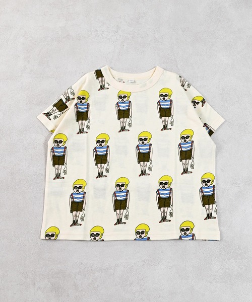 MARKEY'S(マーキーズ)の「総柄ワイドTシャツ(Tシャツ/カットソー・キッズ・ブルー/クリーム/オレンジ/パープル/オフホワイト/ブラック/アイボリー/ライトブルー/ライトグリーン/ピンク・LL/XS/S/M/L)」の2枚目の写真