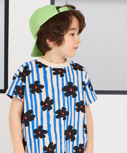 MARKEY'S(マーキーズ)の「総柄ワイドTシャツ(Tシャツ/カットソー・キッズ・ブルー/クリーム/オレンジ/パープル/オフホワイト/ブラック/アイボリー/ライトブルー/ライトグリーン/ピンク・LL/XS/S/M/L)」の7枚目の写真