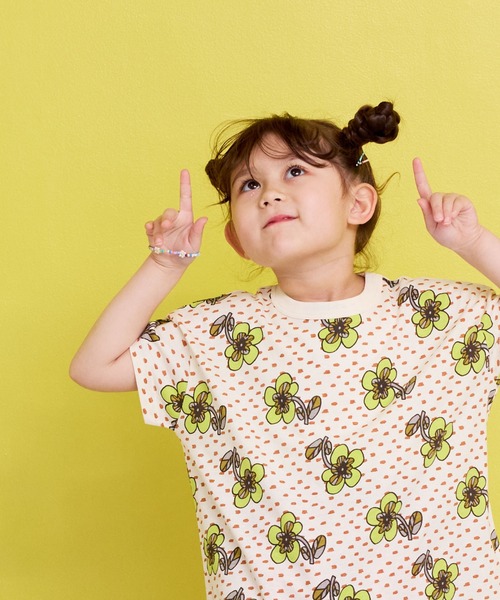 MARKEY'S(マーキーズ)の「総柄ワイドTシャツ(Tシャツ/カットソー・キッズ・ブルー/クリーム/オレンジ/パープル/オフホワイト/ブラック/アイボリー/ライトブルー/ライトグリーン/ピンク・LL/XS/S/M/L)」の5枚目の写真