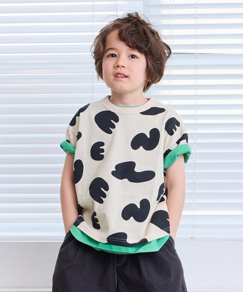 MARKEY'S(マーキーズ)の「総柄ワイドTシャツ(Tシャツ/カットソー・キッズ・ブルー/クリーム/オレンジ/パープル/オフホワイト/ブラック/アイボリー/ライトブルー/ライトグリーン/ピンク・LL/XS/S/M/L)」の14枚目の写真