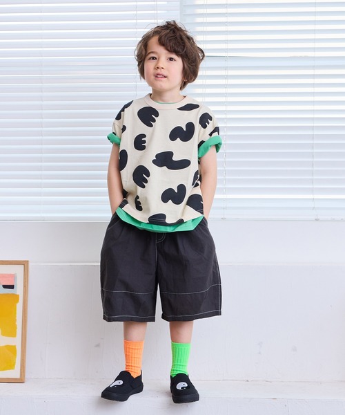 MARKEY'S(マーキーズ)の「総柄ワイドTシャツ(Tシャツ/カットソー・キッズ・ブルー/クリーム/オレンジ/パープル/オフホワイト/ブラック/アイボリー/ライトブルー/ライトグリーン/ピンク・LL/XS/S/M/L)」の15枚目の写真