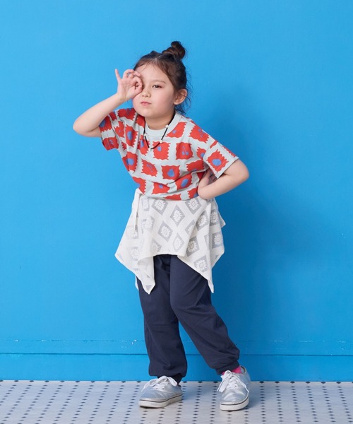 MARKEY'S(マーキーズ)の「総柄ワイドTシャツ(Tシャツ/カットソー・キッズ・ブルー/クリーム/オレンジ/パープル/オフホワイト/ブラック/アイボリー/ライトブルー/ライトグリーン/ピンク・LL/XS/S/M/L)」の11枚目の写真