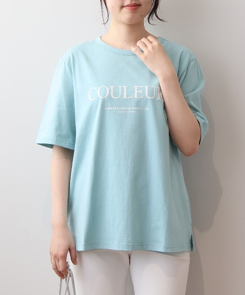 MB mint breeze(エムビーミントブリーズ)の「【L~5L 大きいサイズ】コットン天竺ロゴプリントTシャツ 半袖 春夏(Tシャツ/カットソー・レディース・オフホワイト/ブルー/ブラック・3L/4L/5L/LL/L)」の3枚目の写真