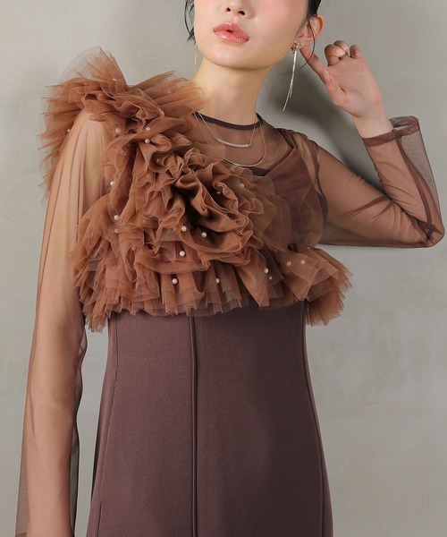 セール】パール フリル ビスチェ ワンピ 2点セット パーティー ドレス