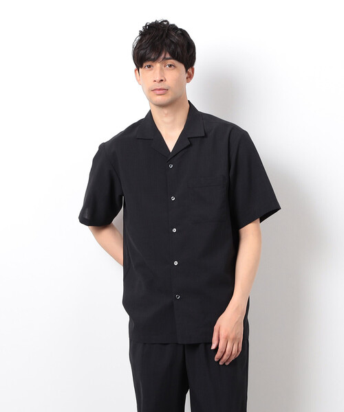 COMME CA ISM（コムサイズム）の「【セットアップ対応】リネンライク ポリエステル オープンカラーシャツ（シャツ/ブラウス・メンズ・ベージュ/カーキ/ブラック・X-LARGE/LARGE/MEDIUM）」の9枚目の写真