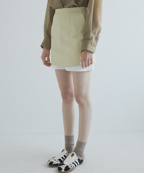 LE CIEL BLEU（ルシェルブルー）の「コントラストミニスカート / Contrast Mini Skirt（スカート・レディース・ベージュ/ブラック・36/34/38）」の11枚目の写真