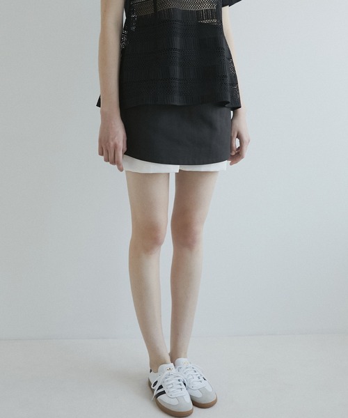 LE CIEL BLEU（ルシェルブルー）の「コントラストミニスカート / Contrast Mini Skirt（スカート・レディース・ベージュ/ブラック・36/34/38）」の3枚目の写真
