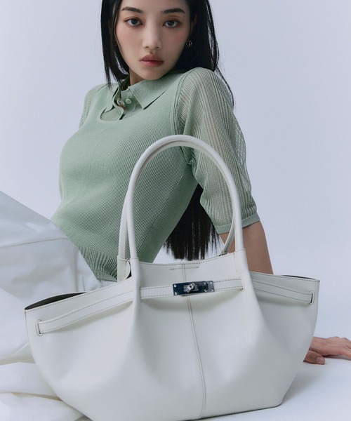 EIMY ISTOIRE（エイミーイストワール）の「ベルテッドトートバッグ（ハンドバッグ・レディース・アイボリー/イエロー/ブラック/キャメル・F）」の14枚目の写真