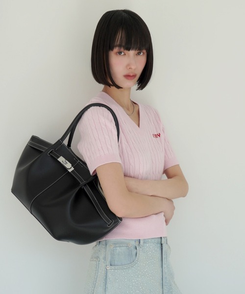 EIMY ISTOIRE（エイミーイストワール）の「ベルテッドトートバッグ（ハンドバッグ・レディース・アイボリー/イエロー/ブラック/キャメル・F）」の22枚目の写真