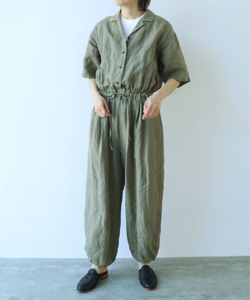 yuni コットン/リネン 大柄チェック サロペット yuni（ユニ ）の「コットン/リネン 大柄チェック サロペット