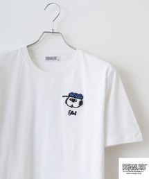 PEANUTS ワンポイントサガラ刺繍 天竺半袖Tシャツ