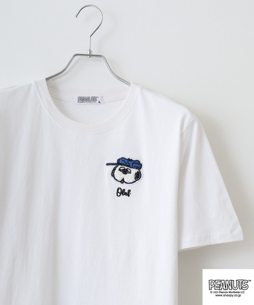 ドーナツ・ピーナツ 単独ツアー豆丸 Tシャツ セール】PEANUTS ワンポイントサガラ刺繍 天竺半袖Tシャツ（T