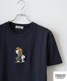 PEANUTS ワンポイントサガラ刺繍 天竺半袖Tシャツ