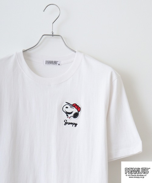 セール】PEANUTS ワンポイントサガラ刺繍 天竺半袖Tシャツ（T