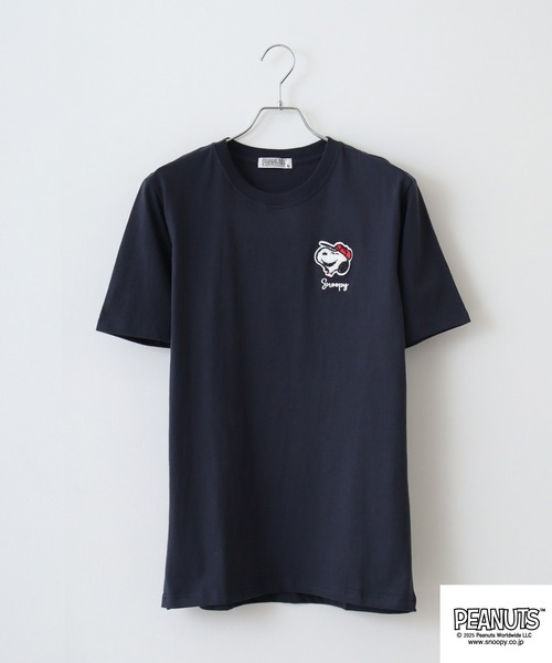 PEANUTS(ピーナッツ)の「PEANUTS ワンポイントサガラ刺繍 天竺半袖Tシャツ(Tシャツ/カットソー・メンズ・ネイビー系/ホワイト系/サックスブルー/ホワイト系1/ネイビー/ホワイト/サーモンピンク/ライトカーキ/ライトグリーン・S/L/LL/M)」の18枚目の写真
