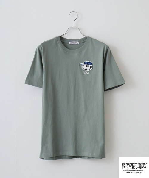 PEANUTS(ピーナッツ)の「PEANUTS ワンポイントサガラ刺繍 天竺半袖Tシャツ(Tシャツ/カットソー・メンズ・ネイビー系/ホワイト系/サックスブルー/ホワイト系1/ネイビー/ホワイト/サーモンピンク/ライトカーキ/ライトグリーン・S/L/LL/M)」の12枚目の写真