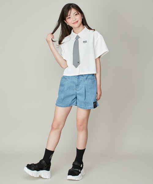 JENNI love（ジェニィラブ）の「チェーンネクタイ付き半そでブラウス（シャツ/ブラウス・キッズ・サックスブルー/オフホワイト/ピンク・130cm/140cm/150cm/160cm）」の6枚目の写真