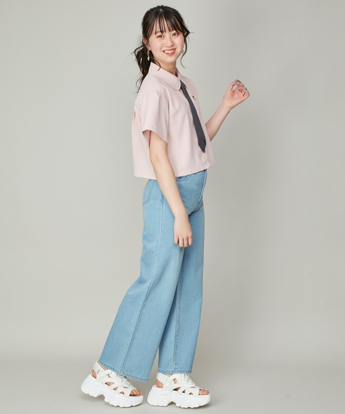 JENNI love（ジェニィラブ）の「チェーンネクタイ付き半そでブラウス（シャツ/ブラウス・キッズ・サックスブルー/オフホワイト/ピンク・130cm/140cm/150cm/160cm）」の16枚目の写真