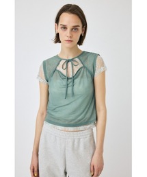 MOUSSY | LACE LAYERED OPEN NECK トップス(Tシャツ/カットソー)