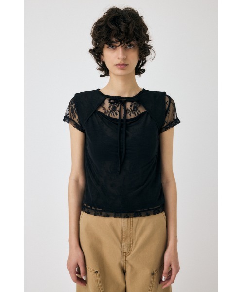 セール】LACE LAYERED OPEN NECK トップス（Tシャツ/カットソー