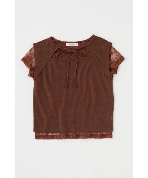 MOUSSY(マウジー)の「LACE LAYERED OPEN NECK トップス(Tシャツ/カットソー・レディース・ブラック/ブラウン/ライトブルー・FREE)」の12枚目の写真