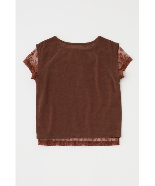 MOUSSY(マウジー)の「LACE LAYERED OPEN NECK トップス(Tシャツ/カットソー・レディース・ブラック/ブラウン/ライトブルー・FREE)」の13枚目の写真