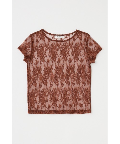 MOUSSY(マウジー)の「LACE LAYERED OPEN NECK トップス(Tシャツ/カットソー・レディース・ブラック/ブラウン/ライトブルー・FREE)」の14枚目の写真