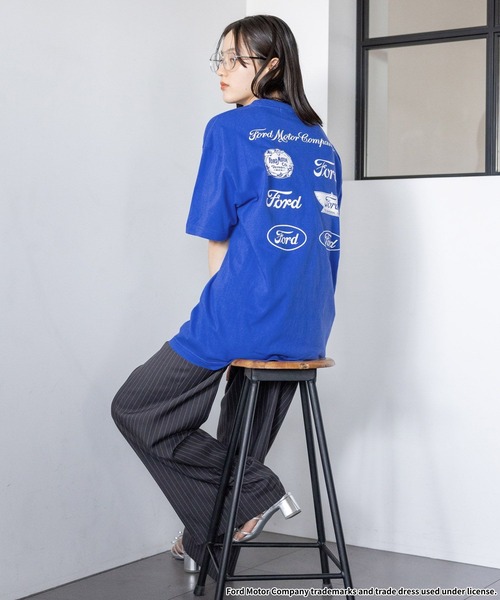 【GOOD ROCK SPEED】FORDロゴプリントT ブラック×ブルー GOOD ROCK SPEED tシャツ 「GOOD SPEED」フォード / 車 FORD